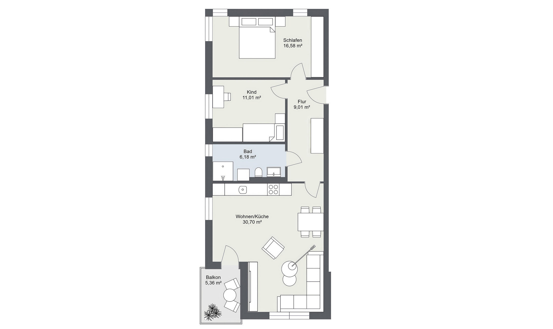 Grundriss Obergeschoss Wohnung 0204 - 0504